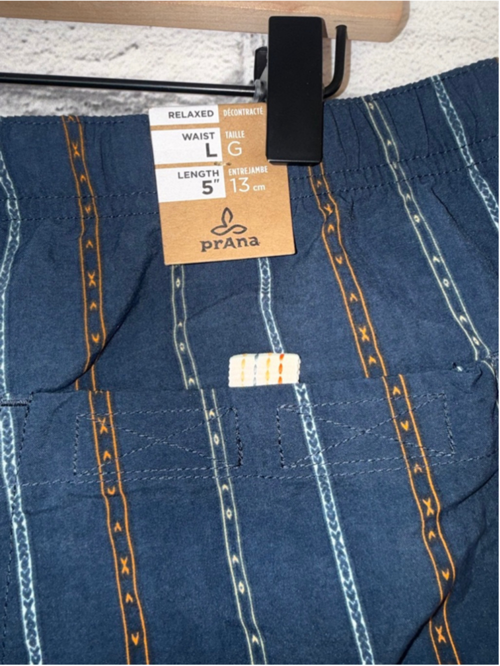 Men's Prana Shorts size Large Indio Heritage Shorts Aztec Print Blue 5’ Inseam - Picture 13 of 16